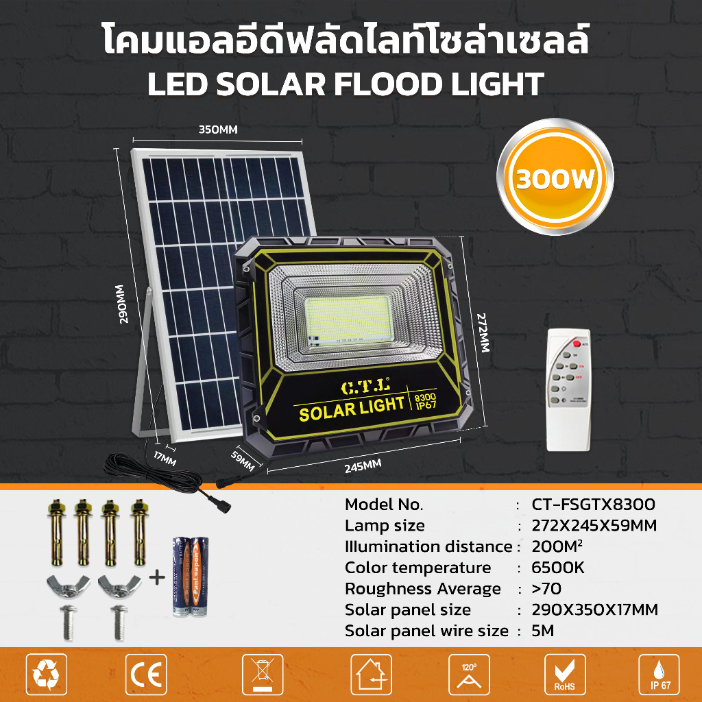 โคมแอลอีดีฟลัดไลท์โซล่าเซลล์-led-solar-flood-light