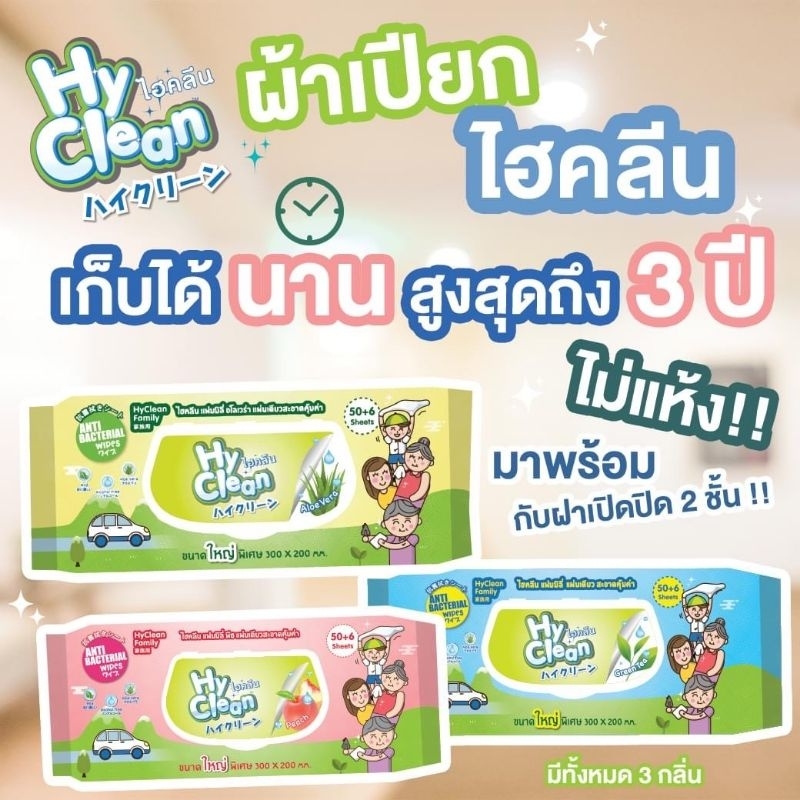 ผ้าเช็ดทำความสะอาดผิวกาย HyClean Family 300×200 mm. | Shopee Thailand