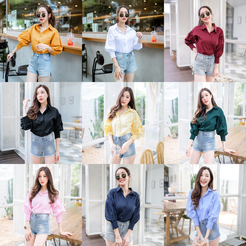 vintage-cotton-shirt-เสื้อคอตตอลแขนจั้ม