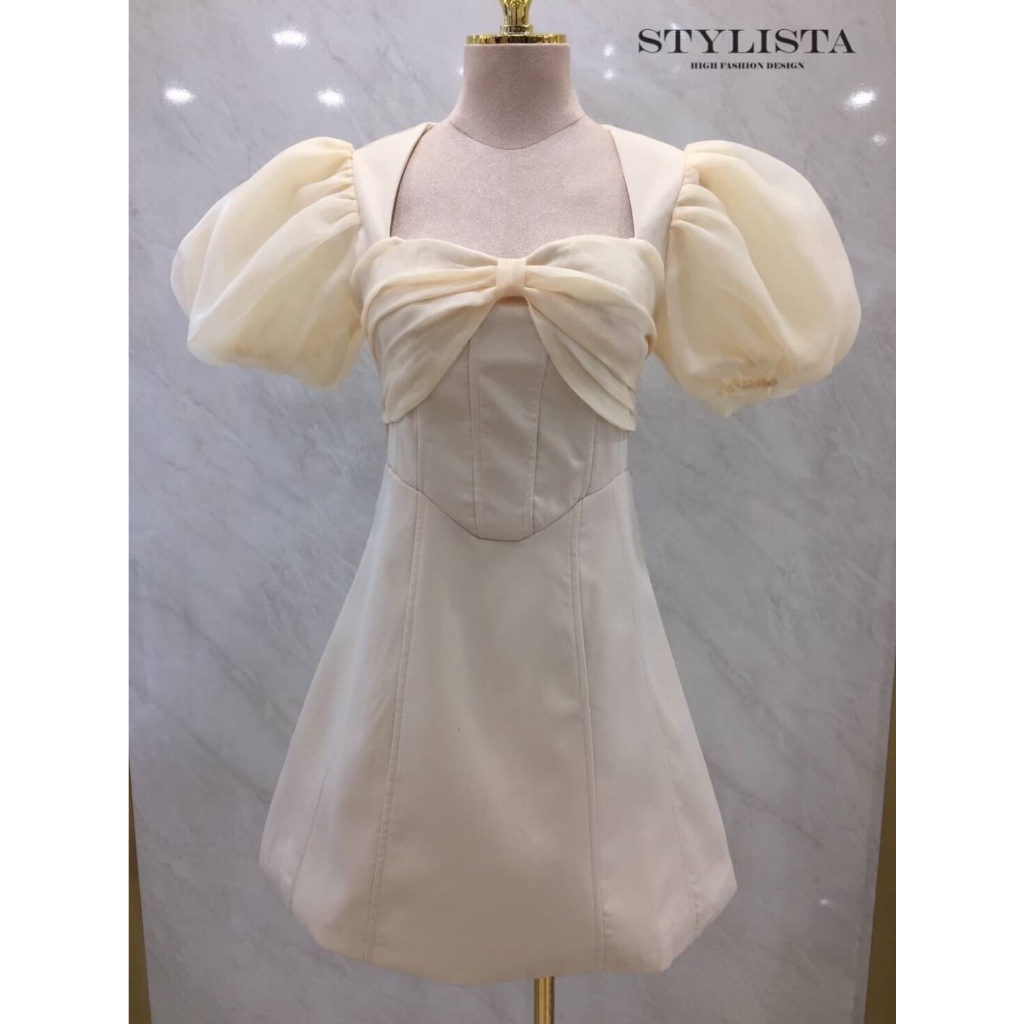 stylista-เดรสเเขนสั้นพองๆ-สวยเปะเวอร์-รบกวนเช็คสต๊อกก่อนกดสั่งซื้อ