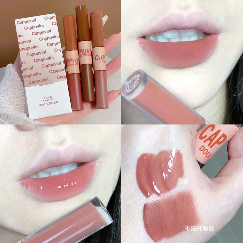 cappuvini-hz-168-new-double-lip-water-color-fun-gloss-lip-glaze-mirror-glaze-student-ลิปสติกคุณภาพสูง