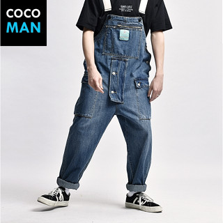 COCO-MAN พร้อมส่ง ชุดเอี๊ยมยีนส์สไตล์วินเทจ ยีนส์ฟอก ชุดเอี๊ยมวินเทจ สายปรับได้