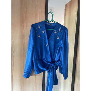 elegance paris เสื้อใส่ทำงานสีน้ำเงินอก32-34