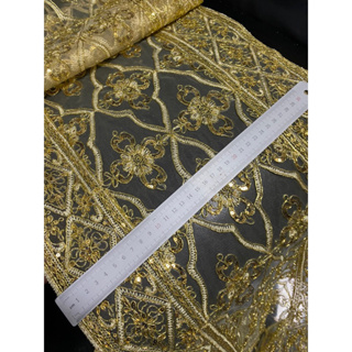 ผ้าสไบ (ยาว3เมตร) สไบชุดไทย สไบดิ้นทอง สไบลายไทย ผ้าสไบชุดไทย หน้ากว้าง34ซม