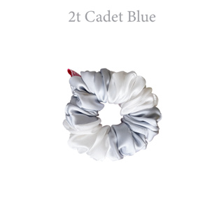 2t cadet blue ยางรัดผมผ้าซาติน บางลื่น Satin Scrunchie ยางมัดผม ยางรัดผมโดนัท