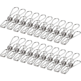 คลิปหนีบผ้า ตัวหนีบผ้า ที่หนีบผ้า คลิปหนีบ หนีบขดลวด แพ็ค 20 ชิ้น Stainless Steel Washing Line Clothes Pegs Hang Clips