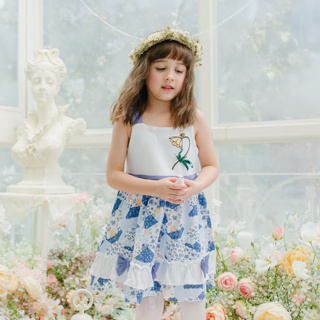 Floral Patchwork#02 (Bow Ruffle Dress) ชุดกระโปรง ชุดเดรส ชุดเซ็ต แฟชั่นสำหรับเด็ก