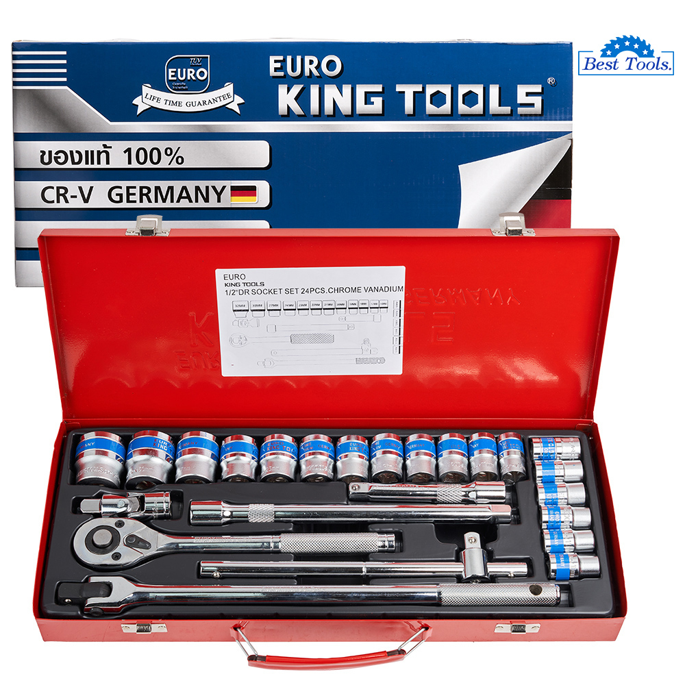 euro-king-tools-ชุดเครื่องมือ-ประแจ-ชุดบล็อก-24-ชิ้น-ขนาด-1-2-4หุน