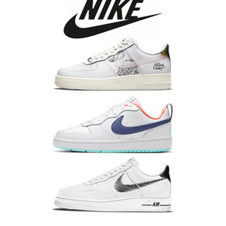 Nike Air Force 1Low ถนนกราฟฟิตีสไตล์แก๊งต่ำรองเท้าบอร์ดรองเท้าลำลองสำหรับผู้ชายและผู้หญิง