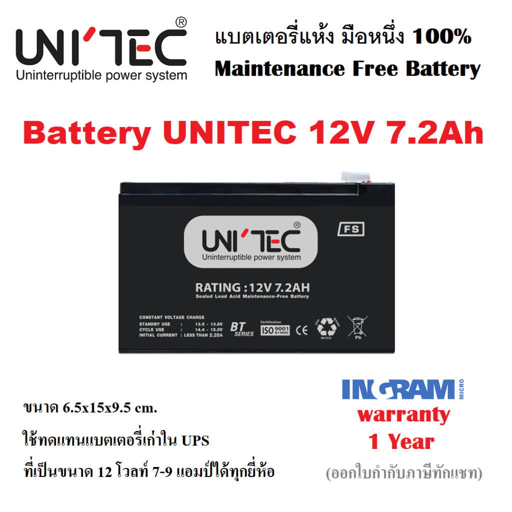 battery-12v-ล็อตใหม่-ของแท้-ใช้ได้กับ-ups-ยี่ห้อ-zircon-etech-unitec-และ-ups-ทุกยี่ห้อที่ใช้แบตเดิม-7-9ah-ประกัน1ปี