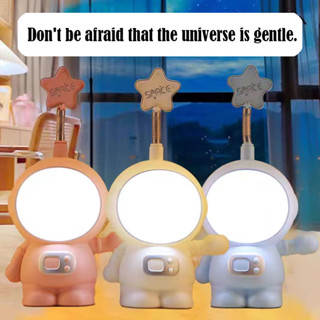 ป้องกันสายตา ชาร์จ USB แบบสร้างสรรค์ หอพัก สําหรับห้องนอน A892 โคมไฟตั้งโต๊ะ LED รูปการ์ตูนนักบินอวกาศ