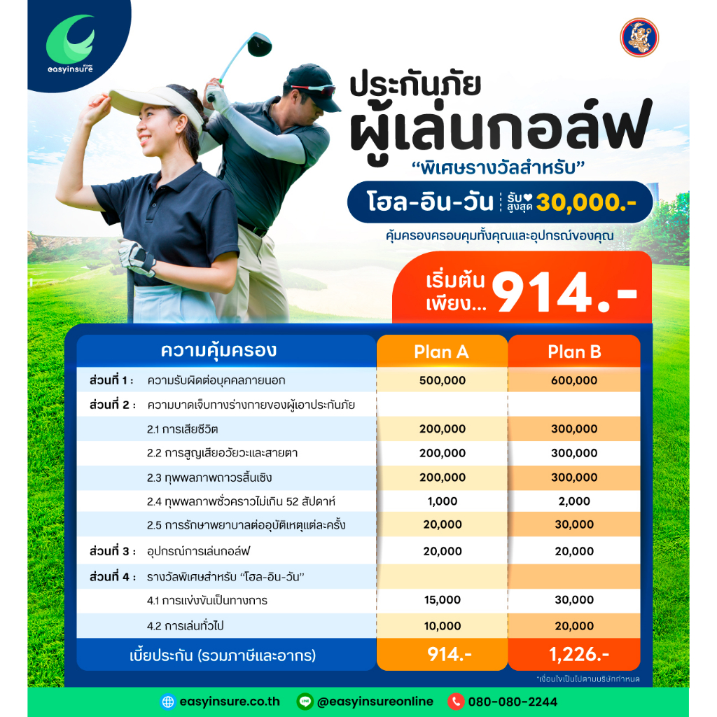 ประกันภัยผู้เล่นกอล์ฟ