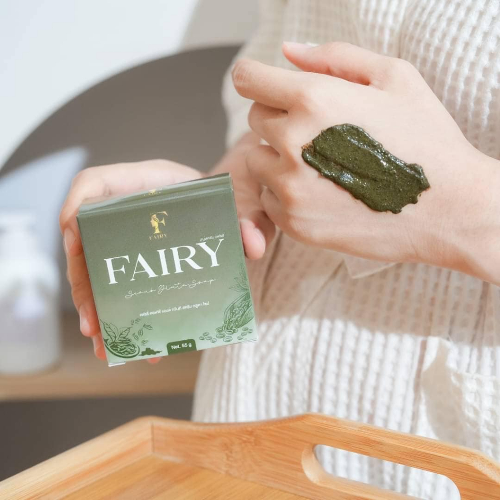 5-ก้อน-สบู่สครับแฟรรี่-fairy-scrub-gluta-soap-สครับกลูต้า-สครับเปิดผิวขาว-สครับแฟรี่-กลูต้าชาเขียว