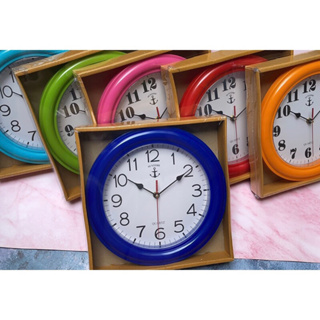 นาฬิกาผนัง ขนาด11นิ้ว มีหลายสีให้เลือก  นาฬิกาแขวน สมอ ทรงกลม คละสี รุ่น TW-555  นาฬิกาแขวนฝนัง ตาสมอ ขอบสีขนาด11นิ้ว