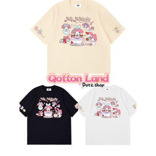 เสื้อยืด Oversize Qottonland เมโลดี้ สกีนแขน น่ารักมากก เนื้อนุ่ม