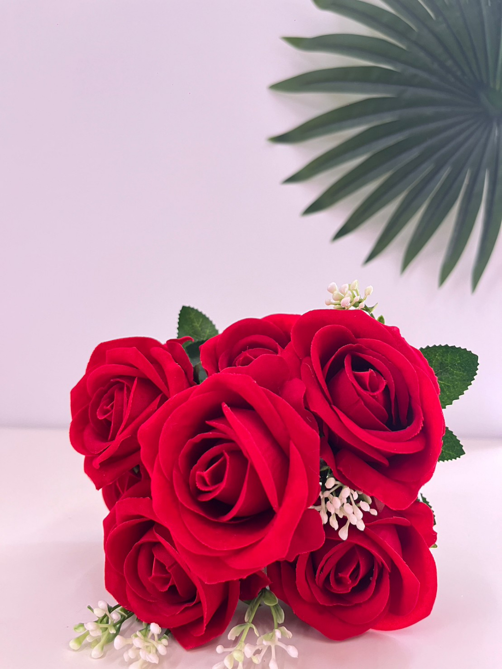 ดอกไม้ปลอม-ช่อดอกกุหลาบปลอมสีแดง-ดอกขนาดใหญ่มาก-1-ช่อมี-7-ดอก-สำหรับจัดแจกัน-ตกแต่งประดับบ้าน