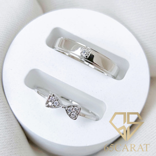 65Carat - แหวนคู่ เพชรแท้น้ำ100 แหวนชายเพชรเม็ดเดี่ยว แหวนหญิงทรงโบว์ ทองคำแท้9K ราคาเป็นคู่