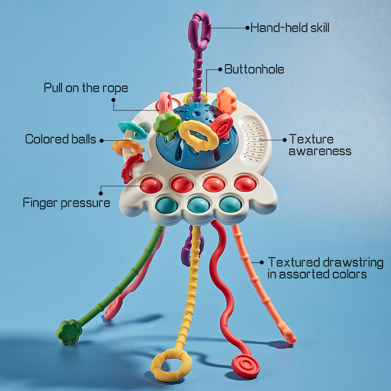 ของเล่น-ประสาทสัมผัสมอนเตสซอรี่-ปริศนาดึงเชือก-แบบโต้ตอบดึงเชือกปลาหมึก-ปู-ของเล่นเด็ก