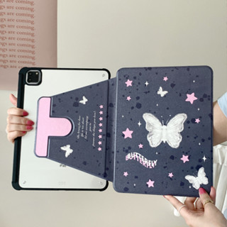 🎁ส่งของขวัญ🎁ผีเสื้อ แฟชั่น Butterfly เคส for iPad Gen10 10.9 2022 Gen9 10.2 pro 11 2021 เคสไอแพด Air4 5 Case การหมุน 360