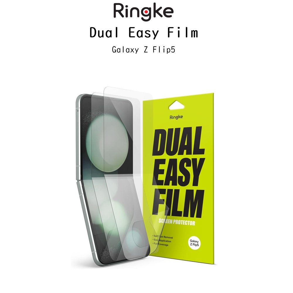 ringke-dual-easy-film-ฟิล์มกันรอยหน้าจอด้านในแบบใสเกรดพรีเมี่ยมจากเกาหลี-ฟิล์มสำหรับ-galaxy-z-flip5-2pack