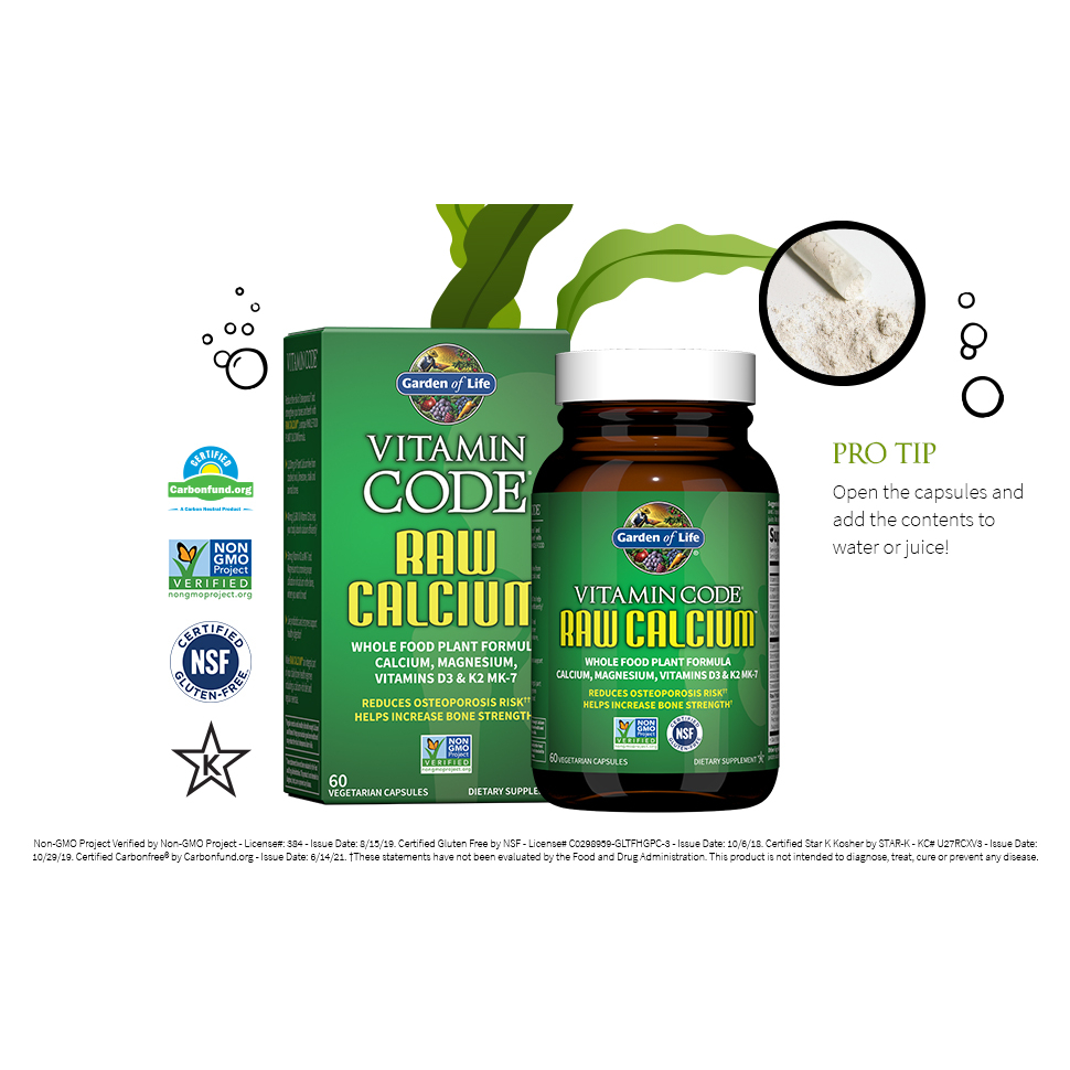 แคลเซียม ช่วยบำรุงกระดูก Garden of Life, Vitamin Code, RAW Calcium ...