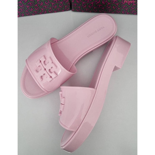 (ผ่อน0%) รองเท้ายาง Tory Burch Eleanor jelly slides rubber size 7 สีชมพู