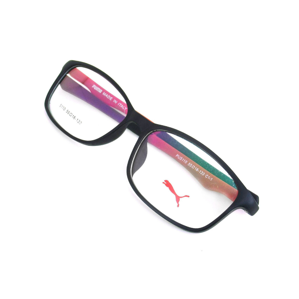 puma-5110-c-1-สีดำขาแดง-กรอบแว่นตา-กรอบเต็ม-ขาข้อต่อ-วัสดุ-พลาสติก-พีซี-เกรด-เอ-สำหรับตัดเลนส์