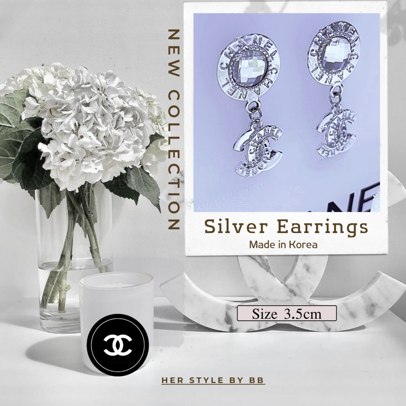 silver-earrings-ต่างหูแบรนด์เนมเกรดพรีเมียม-chanel-คละแบบ