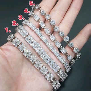 (พร้อมส่ง) สร้อยข้อมือเพชร CZ ดีไซน์แบรนด์พรีเมียม เพชรรอบเส้นหรู