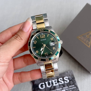 (ผ่อน0%) นาฬิกาชาย guess U1172G5  สายทูโทน สีเงิน ทอง หน้าปัดสีเขียว ขนาด 42 mm.