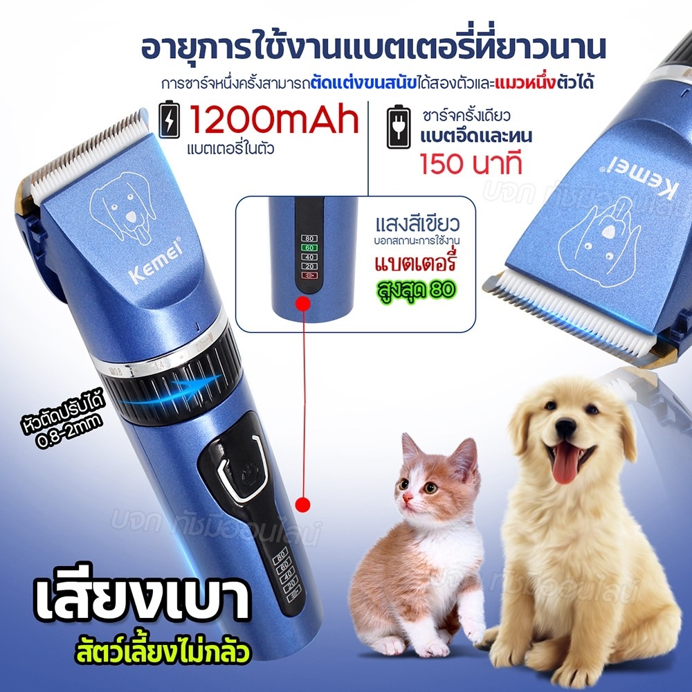 kemei-ปัตตาเลี่ยน-km-cw12-ตัดขนสุนัข-ไร้สาย-แบตตาเลี่ยนไฟฟ้า-อุปกรณ์ตัดแต่งขนสุนัข-ใบมีดสเตนเลส-บัตตาเลี่ยนตัดขนหมา