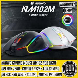 เมาส์เกมมิ่ง รุ่น NM102M Gaming Mouse ไฟ RGB [สี่ดำ,สีขาว] เมาส์มาโคร [รับประกันศูนย์ 1 ปี]