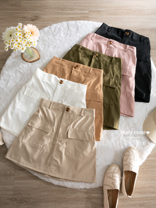 Forest Skirts กระโปรงทรงเอ กระเป๋าหน้าคู่ ผ้าไมโคร กระเป๋าใช้งานได้จริง