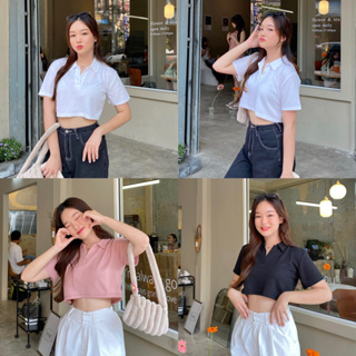 [ใส่โค้ด 𝑫𝑶𝑼𝑩𝑳𝑬𝑺𝑷𝟏𝟏 ลดทันที 15%] 🥣🧤⁕꒱ Jane crop top 🥣🧤⁕꒱ เสื้อครอปโปโล