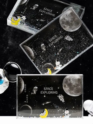 เน็ตไอดอลนักบินอวกาศอวกาศ Flow Sand กรอบรูปของเหลวสร้างสรรค์เครื่องประดับตกแต่งบ้านสำหรับของขวัญคริสต์มาส