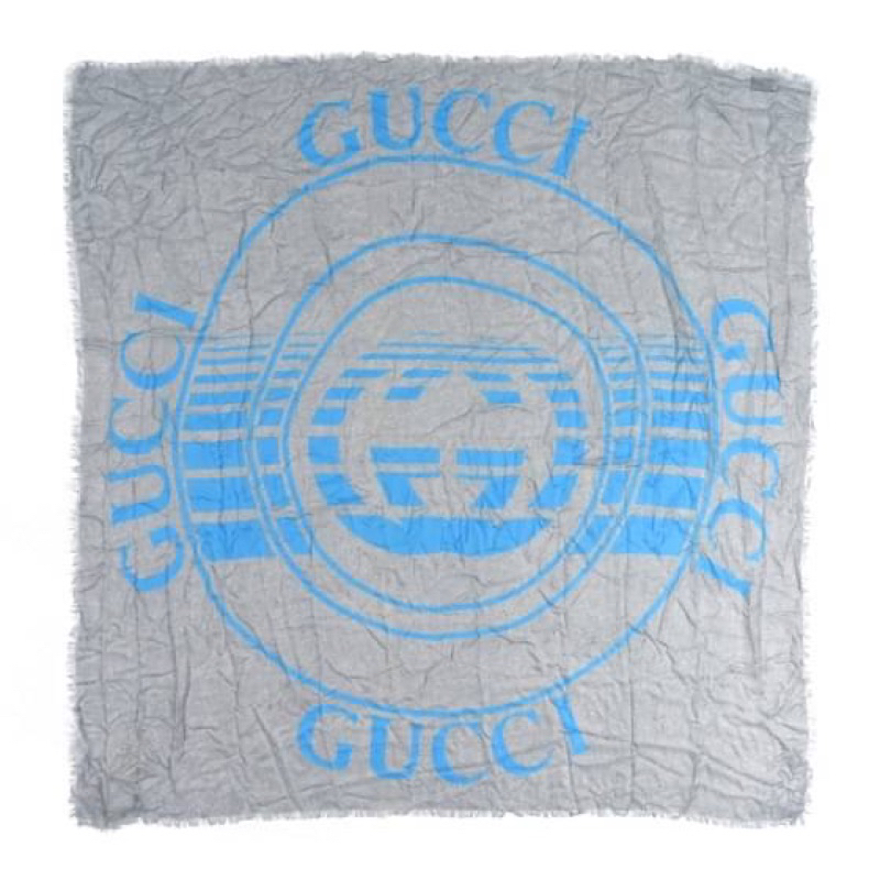 พร้อมส่ง-sale-6799-โคตรถูกแม๊-ผ้าพันคอ-gucci-modal-silk-gg-shawl-grey-blue-ลายโลโก้แบรนด์เด่นๆ