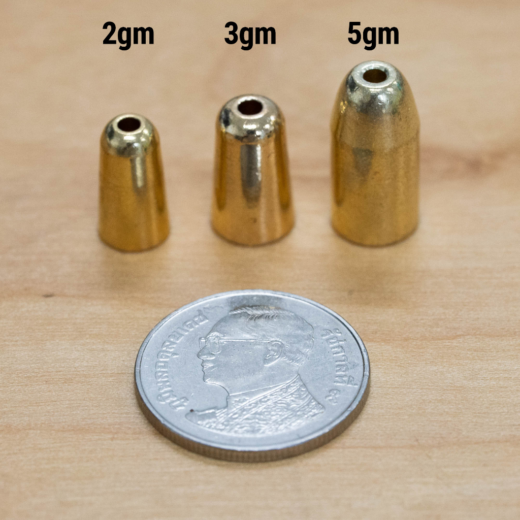 ตุ้มน้ำหนักทองเหลืองสำหรับ Texas Rig; 2gm, 3gm, 5gm Brass Bullet Weight