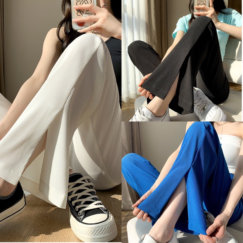 conycolours-กางเกงขาวยาว-ผ้ายืด-ปลายขาบาน