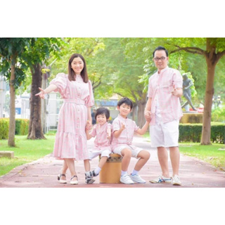 Darling​ Family​ Closet​ เสื้อผ้าครอบครัว​ ชุดครอบครัว ลายสก็อตสีชมพู