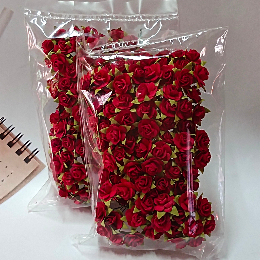 ดอกกุหลาบกระดาษสาไซต์-s-ขนาดดอก-1-5-ซม-ดอกกุหลาบมินิโรส-แพ็กละ-100-ดอก-100-บาท-สำหรับตกแต่งของชำร่วย-งานประดิษฐ์ต่างๆ
