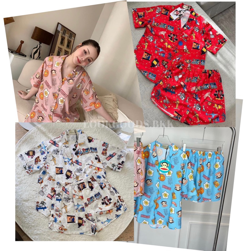 ชุดนอนวาเลนVELEN ขาสั้น ชุดนอนลายการ์ตูน ชุดนอนใส่สบาย | Shopee Thailand