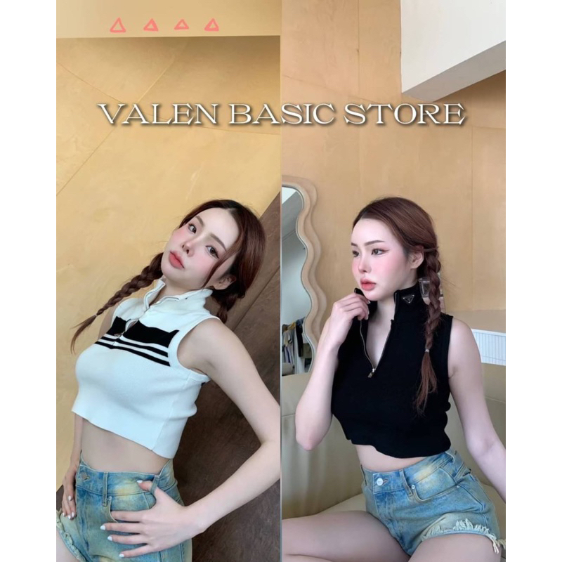 valen-basic-store-เสื้อครอปไหมพรมคอปิดซิปหน้า-pd