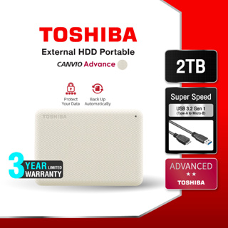 ภาพขนาดย่อของสินค้าToshiba External HDD (2TB) USB 3.2 SuperSpeed, รุ่น (Canvio Advance V10) Security Auto-backup 2.5" สีขาว ฮาร์ดดิสพกพา (TSB-HDTCA20AW3AA)