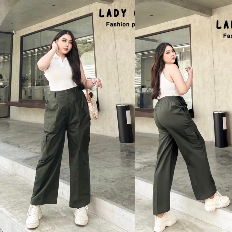 cargo-pants-กางเกงคาร์โก้สำหรับสาวอวบ-แต่งกระเป๋าข้างทรงสรีท-กางเกงคนอ้วนเท่-ๆ-ใส่แล้วดูคูล-plussize-กางเกงคนอวบ