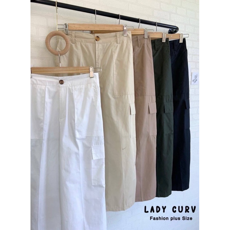 cargo-pants-กางเกงคาร์โก้สำหรับสาวอวบ-แต่งกระเป๋าข้างทรงสรีท-กางเกงคนอ้วนเท่-ๆ-ใส่แล้วดูคูล-plussize-กางเกงคนอวบ