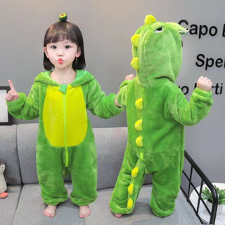 ชุดไดโนเสาร์เด็ก 6 เดือน - 2 ปี Childrens Flannel Pajamas Dinosaur Onesies เหมาะสำหรับเด็กชายและเด็กหญิง เหมาะสำหรับทาร
