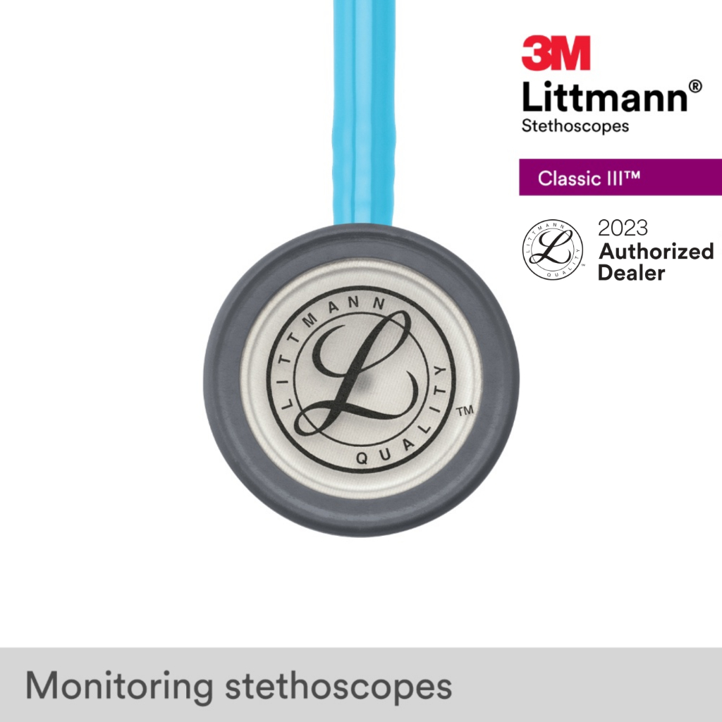 3m-littmann-classic-iii-27-inch-5835-turquoise-tube-standard-finish-chestpiece-stainless-stem-amp-eartubes