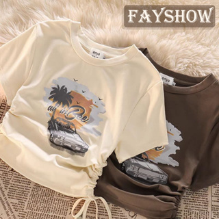 Fayshow เสื้อยืดแฟชั่นผู้หญิง เสื้อยืด หมีล็อตโซ่ แฟชั่น หลวม A29J0LH