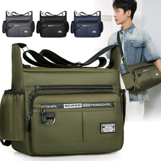 (B-977)🔥กระเป๋าสะพายข้าง กระเป๋าผ้าไนลอน สไตล์เกาหลี สำหรับผู้ชาย จุของได้เยอะ