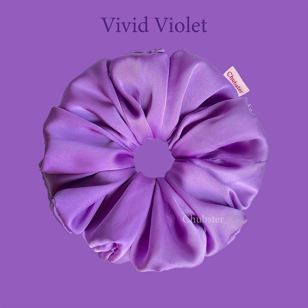 vivid-violet-ยางรัดผมผ้าซาติน-บางลื่น-satin-scrunchies-ยางมัดผม-ยางรัดผมโดนัท
